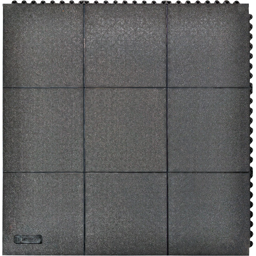 Cushion-Ease&reg; Interlocking Anti-Fatigue Mat, Pebbled, 3' x 3' x 3/4", Black, Natural Rubber Sécurité Médic