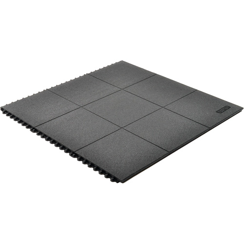 Cushion-Ease&reg; Interlocking Anti-Fatigue Mat, Pebbled, 3' x 3' x 3/4", Black, Natural Rubber Sécurité Médic