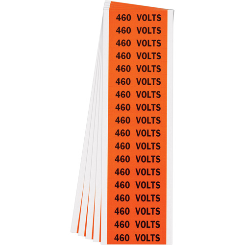 "460 Volts" Conduit & Voltage Labels, 1/2" x 2-1/4", Cloth/Vinyl, English Sécurité Médic
