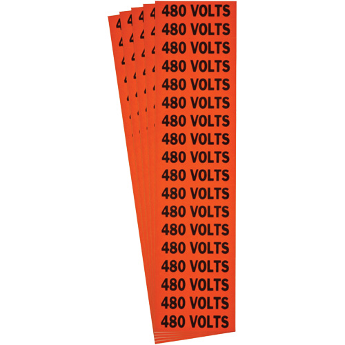 "480 Volts" Conduit & Voltage Labels, 1/2" x 2-1/4", Cloth/Vinyl, English Sécurité Médic