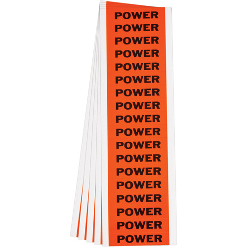 "Power" Conduit & Voltage Labels, 1/2" x 2-1/4", Cloth/Vinyl, English Sécurité Médic