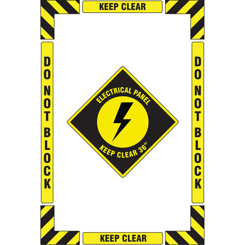 "Electrical Panel" Floor Marking Kit, Adhesive, English with Pictogram Sécurité Médic