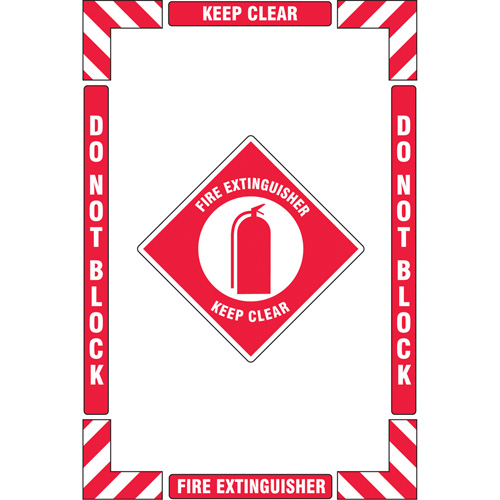 "Fire Extinguisher" Floor Marking Kit, Adhesive, English with Pictogram Sécurité Médic