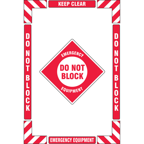 Trousse de marquage du sol ?Emergency Equipment? (&eacute;quipement durgence), Adh&eacute;sif, Anglais avec pictogramme Sécurité Médic