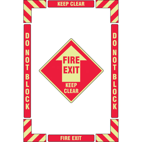 "Fire Exit" Floor Marking Kit, Adhesive, English with Pictogram Sécurité Médic
