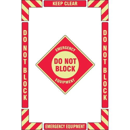 "Emergency Equipment" Floor Marking Kit, Adhesive, English with Pictogram Sécurité Médic