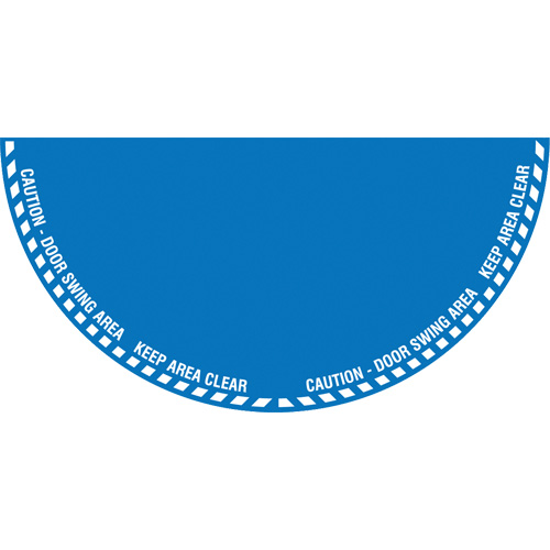 Signalisation au sol ?Caution? (attention) pour porte battante en demi-cercle, Adh&eacute;sif, Anglais avec pictogramme Sécurité Médic