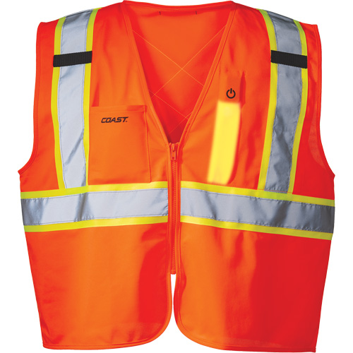 SV350 X-Back Safety Vest with Light, High Visibility Orange, Small, Polyester Sécurité Médic