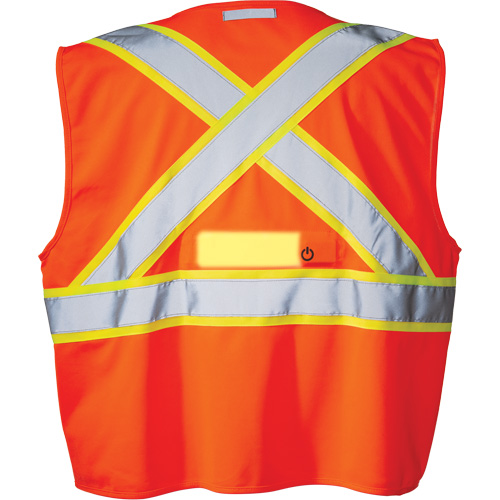 SV350 X-Back Safety Vest with Light, High Visibility Orange, Small, Polyester Sécurité Médic