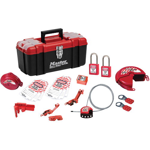 Trousse de cadenassage avec serrures en thermoplastique Zenex, Ensemble &eacute;lectrique/Vanne, 19 composants compris Sécurité Médic