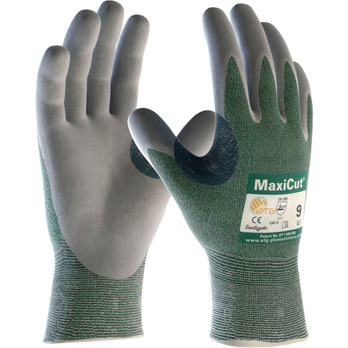 Gants en tissu technique r&eacute;sistant aux coupures ATG MaxiCut, Taille Grand, Calibre 15, Rev&ecirc;tement Nitrile, Enveloppe en Fil technique, ASTM ANSI niveau A2/EN 388 niveau 3/EN 388 niveau B Sécurité Médic
