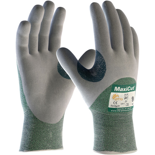 Gants en tissu technique r&eacute;sistant aux coupures ATG MaxiCut, Taille Grand, Calibre 15, Rev&ecirc;tement Nitrile, Enveloppe en Fil technique, ASTM ANSI niveau A2/EN 388 niveau 3/EN 388 niveau B Sécurité Médic