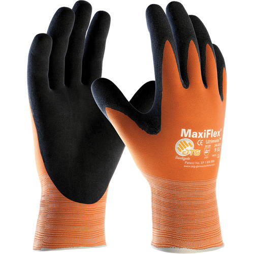Gants sans coutures haute visibilit&eacute; ATG MaxiFlex Ultimate, Grand, R&ecirc;vetement Nitrile, Calibre 15, Enveloppe en Nylon/Lycra Sécurité Médic