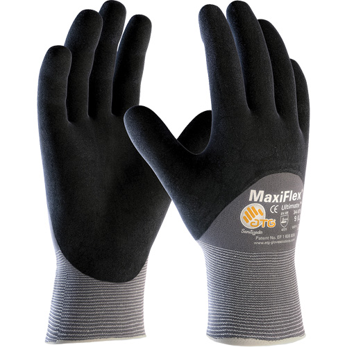 Gants compatibles avec les &eacute;crans tactiles ATG MaxiFlex Ultimate, Grand, R&ecirc;vetement Nitrile, Calibre 15, Enveloppe en Nylon/&eacute;lasthanne Sécurité Médic