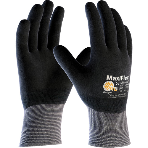 Gants compatibles avec les &eacute;crans tactiles ATG MaxiFlex Ultimate, Grand, R&ecirc;vetement Nitrile, Calibre 15, Enveloppe en Nylon/&eacute;lasthanne Sécurité Médic