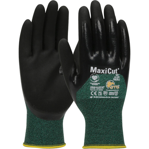Gants r&eacute;sistants aux coupures dans un milieu de travail huileux ATG MaxiCut, Taille Grand, Calibre 15, Rev&ecirc;tement Nitrile, Enveloppe en Fil technique, ASTM ANSI niveau A2/EN 388 niveau 3/EN 388 niveau B Sécurité Médic