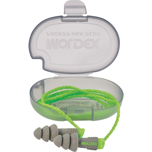 Alphas Reusable Earplugs, Corded/Uncorded, Bulk - Plastic Case, 27 dB NRR, One-Size Sécurité Médic