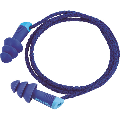Alphas Metal Detectable Reusable Earplugs, Corded, One-Size, Bulk - Polybag, 27 NRR dB Sécurité Médic