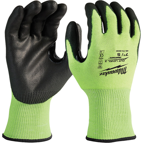 High-Visibility Cut-Resistant Gloves, Size Small, 15 Gauge, Nitrile/Polyurethane Coated, Polyethylene Shell, ANSI/ISEA 105 Level 3 Sécurité Médic