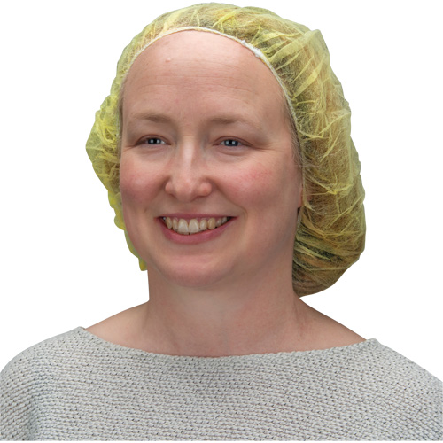 Bouffant Caps, Polypropylene, 21", Yellow Sécurité Médic