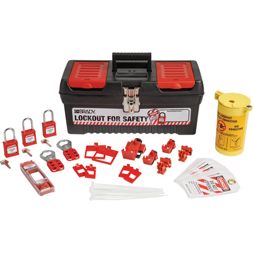 Electrical Lockout Tagout Kit with Nylon Safety Lockout Padlocks in Toolbox, Electrical Kit, 33 Components Sécurité Médic