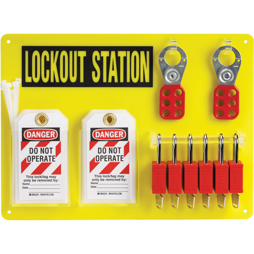 Tableau de cadenassage et &eacute;tiquetage avec cadenas de s&eacute;curit&eacute; en nylon utilisant des cl&eacute;s diff&eacute;rentes, Cadenas Plastique, Capacit&eacute; de 6, Cadenas Compris Sécurité Médic