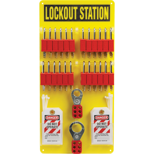 Lockout Board with Keyed Alike Nylon Safety Lockout Padlocks, Plastic Padlocks, 24 Padlock Capacity, Padlocks Included Sécurité Médic