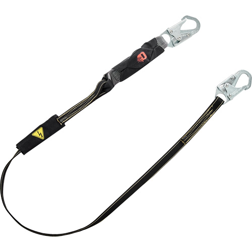Longe &agrave; amortisseur d'&eacute;nergie pour le soudage V-Series, 6', Point d'ancrage &agrave; Crochet mousqueton, Crochet mousqueton aux jambes, Kevlar/M&eacute;tal/Nylon Sécurité Médic