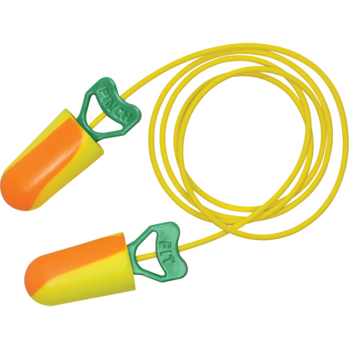 Bouchons d'oreilles biosourc&eacute;s PinchFit BioSoft, Vrac - Boîte, Avec cordon Sécurité Médic