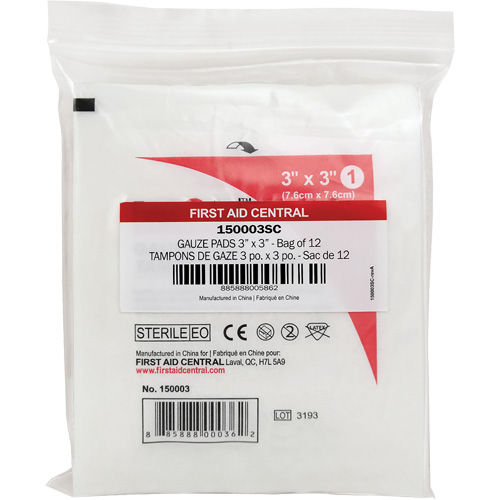 SmartCompliance&reg; Refill Gauze, Pad, 3" L x 3" W, Sterile, Medical Device Class 1 Sécurité Médic