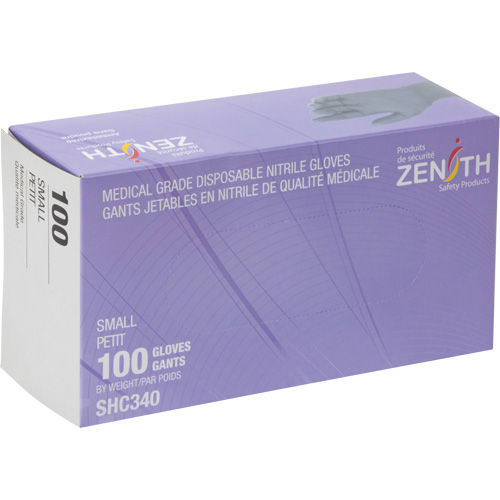 Medical Grade Disposable Gloves, Small, Nitrile, 6-mil, Powder-Free, Black, Class 2 Sécurité Médic