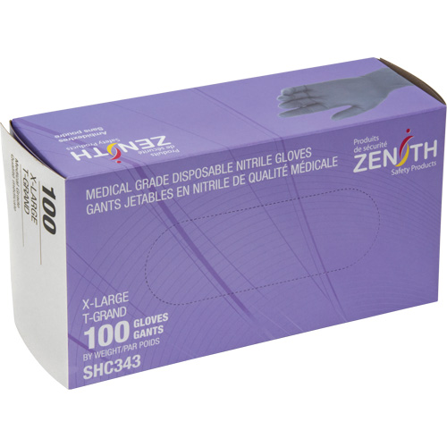 Medical Grade Disposable Gloves, X-Large, Nitrile, 6-mil, Powder-Free, Black, Class 2 Sécurité Médic