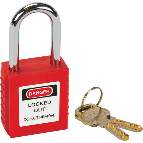 Verrouillage pour les consignations, Cadenas de s&eacute;curit&eacute;, Cl&eacute;s diff&eacute;rentes, Thermoplastique, Largeur de 1-1/2" Sécurité Médic