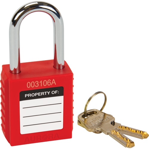 Verrouillage pour les consignations, Cadenas de s&eacute;curit&eacute;, Cl&eacute;s diff&eacute;rentes, Thermoplastique, Largeur de 1-1/2" Sécurité Médic