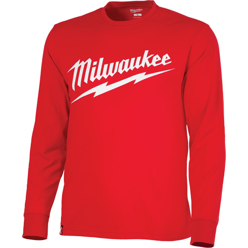 Heavy-Duty Long-Sleeved T-Shirt with Milwaukee&reg; Logo, Men's, Small, Red Sécurité Médic