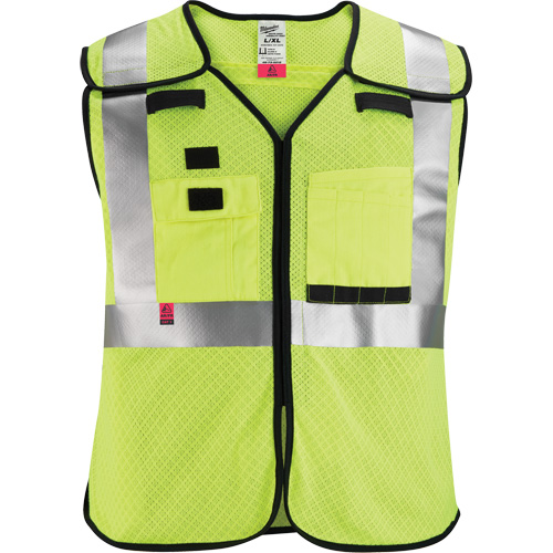 Gilet de s&eacute;curit&eacute; &agrave; maille d&eacute;tachable, Noir/Jaune lime haute visibilit&eacute;, Moyen/Petit Sécurité Médic