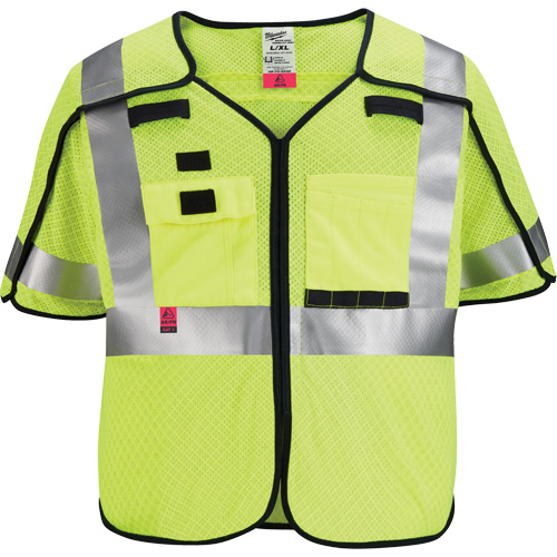 Gilet de s&eacute;curit&eacute; &agrave; maille d&eacute;tachable, Noir/Jaune lime haute visibilit&eacute;, Moyen/Petit Sécurité Médic
