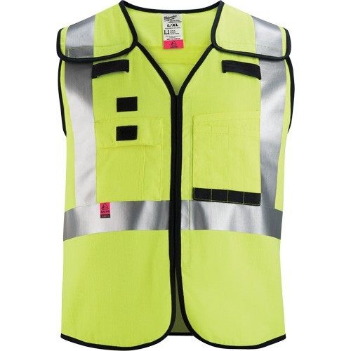 Gilet de s&eacute;curit&eacute; &agrave; maille d&eacute;tachable, Noir/Jaune lime haute visibilit&eacute;, Moyen/Petit Sécurité Médic