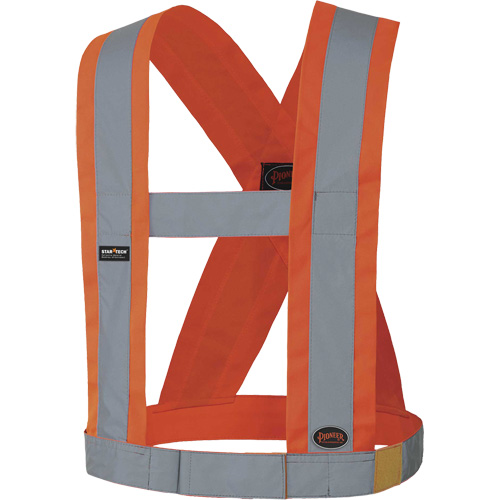 5490 4" Wide Adjustable Safety Sash, Meets/Exceeds CSA Z96 Class 2 - Level 2, High Visibility Orange, Silver Reflective Colour, One Size Sécurité Médic