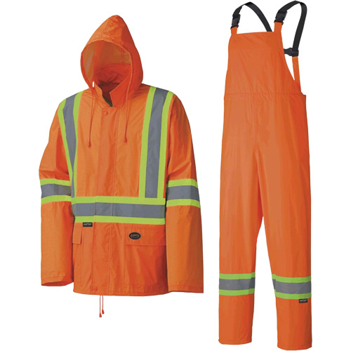 5598 Lightweight Waterproof Rain Suit, Polyester/PVC, Small, High Visibility Orange Sécurité Médic