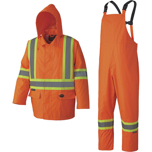5608 210D Waterproof Rain Suit, Polyester/PVC, Small, High Visibility Orange Sécurité Médic