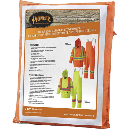 5608 210D Waterproof Rain Suit, Polyester/PVC, Small, High Visibility Orange Sécurité Médic