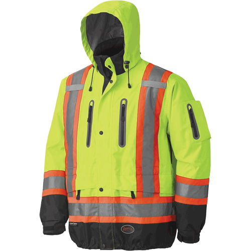 5201 Veste imperm&eacute;able et respirante de premi&egrave;re qualit&eacute;, Polyester, Noir/Jaune lime haute visibilit&eacute;, Grand Sécurité Médic