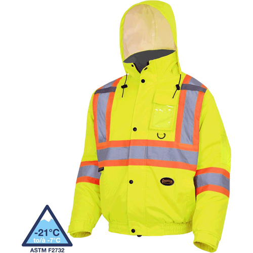 5033 Veste aviateur de s&eacute;curit&eacute; imperm&eacute;able et matelass&eacute;e pour l'hiver, Polyester, Jaune lime haute visibilit&eacute;, Petit Sécurité Médic