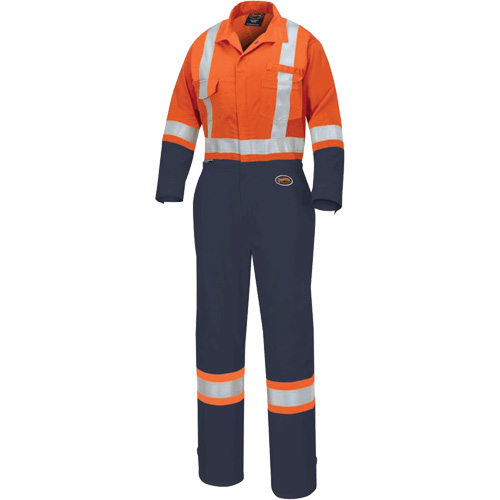 5514WBB Combinaisons de s&eacute;curit&eacute; pour femmes 2 tons, T-petit, Orange haute visibilit&eacute;/Bleu marin Sécurité Médic