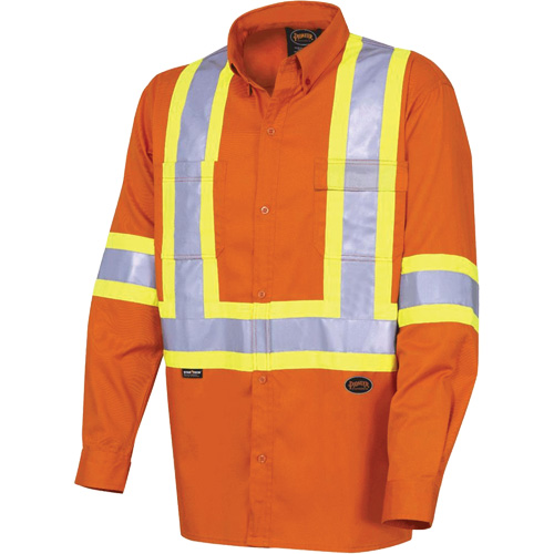 4441 Chemise de s&eacute;curit&eacute; &agrave; manches longues ultra respirante, Coton, Petit, Orange haute visibilit&eacute; Sécurité Médic