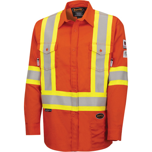 7743 FR-Tech&reg; Flame-Resistant Safety Shirt, Small, High Visibility Orange Sécurité Médic