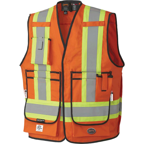 7732 Veste d'arpenteur ignifuge et r&eacute;sistant aux arcs &eacute;lectriques FR-Tech, Petit, Orange haute visibilit&eacute;, 9,7 cal/cm² Sécurité Médic