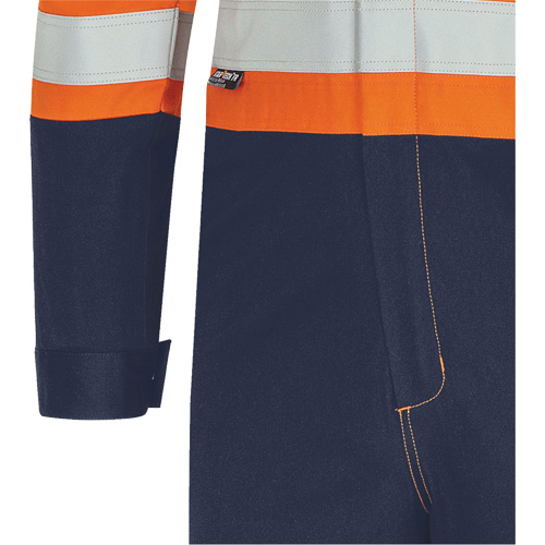 7702BB FR-Tech&reg; 2-Tone Safety Coverall, Size 36, Navy Blue/Orange, 10 cal/cm² Sécurité Médic