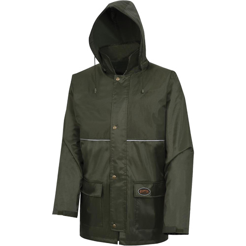 D8120J Manteau &agrave; capuchon ind&eacute;chirable Nailhead pour planteur d'arbres, Polyester/PVC, T-petit, Vert Sécurité Médic